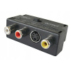 Redukcia Scart konektor/ 3 x CINCH zdierka + SVHS + prepínač IN/OUT TIPA D922