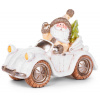 Dekorácia MagicHome Vianoce, Santa v aute, retro, keramika, 46,50x19,50x31,50 cm