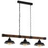 Závěsné svítidlo Eglo Oldbury, 3xE27 (44086) černé/dřevo
