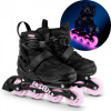 Spokey FIREFLY Kolečkové brusle se svítícími kolečky, černo-růžové, vel. 35-42