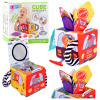 LEAN Toys Mäkká senzorická kocka so zrkadlom autíčka a dopravné značky pre bábätká