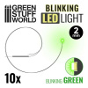 Green Stuff World LEDs BLINKING GREEN light - 2mm / LED diódy BLIKAJÚCA ZELENÁ - 2 mm 10ks