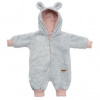 NEW BABY Luxusný detský zimný overal New Baby Teddy bear šedo ružový