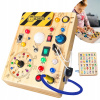 DREVENÁ SENZORICKÁ MANIPULAČNÁ TABUĽA, SPÍNAČ SVETLA, MONTESSORI LED