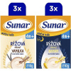 Sunar mliečna ryžová kaša mix príchutí 4 m+, 6× 210 g