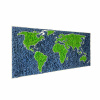 3D mapa sveta - severský lišajník Zelená & Modrá, 112 x 65 cm, Svetlé drevo