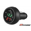 Auto voltmetr teploměr USB 12V 24V - dva displeje (LED 3v1 výstup USB voltmetr (zelená LED) a teploměr (červená LED))