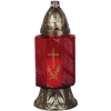 ZNICZPLAST Kahanec na hroby Grave 24 cm, červené sklo, s krížom, medený