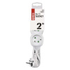 Predlžovací kábel 2 m / 3 zásuvky / biely / PVC / 1 mm2