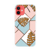 AppleMix Kryt pre Apple iPhone 13 mini - gumový - listy - farebné geometrické tvary