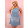 Legínovo Dámske šaty Plus Size bez rukávov s ozdobným vzorom svetlo džínsová Farba: Svetlo modrá, Veľkosť: UNI