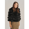 Luxusná dámska čierna kožušina - 3/4 rukávy a chanelový golier