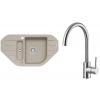 Alveus SET A491 Pebble 02 / Brúsená oceľ SETA491 - Drez Granitový Niagara 60 - 900x500mm, vanička 344x430x160mm, 100x295x70mm, Pebble 02 + bateria Elza