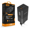 Inteligentná sieťová nabíjačka ALIGATOR GaN, Power Delivery 65 W, 2xUSB-C, 1xUSB-A, čierna