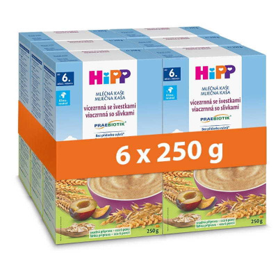 HiPP PRAEBIOTIK mliečna viaczrnná so slivkami 6 x 250 g