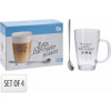 Kinekus Hrnček sklo 300ml na Latte s lyžičkou, sada 2+2ks KLC