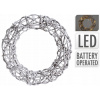 MAT dekorácia Veniec 40 cm, RATAN/PP HN so snehom, 20 LED
