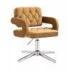 LuxuryForm DESIGN Kozmetické kreslo ADRIA VELUR na striebornom kríži - medové