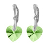 Náušnice Swarovski elements srdce 14,4x14 mm zelené PERIDOT AB