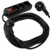 Prodlužovací kabel 10m s uzemněním, 3 zásuvky - černý 3*1,5 mm2 3680 W
