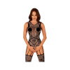 Obsessive Bodystocking F239 s kvetinovým vzorom Čierna