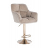 LuxuryForm DESIGN Barová stolička AMALFI VELUR na zlatom tanieri - latte