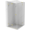 Mexen Lunar-F L, skladací sprchový kút ľavý 80 x 80 cm, 8mm číre sklo, zlatý matný profil, 836L-080-080-55-00-L