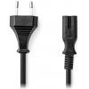 NEDIS napájací kábel pre adaptéry/ Euro zástrčka - konektor IEC-320-C7/ priamy-priamy/ dvojlinka/ čierny/ bulk/ 5m