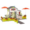 Domček s kvetinovou prístupovou cestou Friends House DeLuxe Life Smoby rozšíriteľný a dvoma slnečníkmi