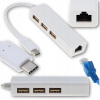 USB-C HUB na 3 x USB 2.0 / ethernet RJ45 sieťová karta adaptér internet