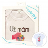Body s potlačou New Baby Už mám 1 rok ružové - darčekové balenie Ružová 80 (9-12m)