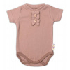 Baby Nellys Dojčenské rebrované body s gombíkmi kr. rukáv, Girl - hnedé, veľ. 74 80 (9-12m)