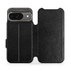 Flipové pouzdro Mobiwear - Google Pixel 9 - Černé a šedé (Knížkové flip pouzdro, obal, kryt na mobil Google Pixel 9 - Černé a šedé, materiál Umělá kůže + TPU - ochrana 360°, stojánek, silikonová vanič