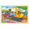 Goki Drevené puzzle Bager na stavbe, 24 dielikov