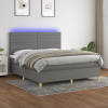 vidaXL Posteľ boxsping s matracom a LED tmavosivá 160x200 cm látka - Sivá - 58694-13676