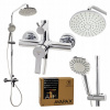 Sprchový set stĺpový do sprchovacieho kúta s dažďovou sprchou, hadicou, slúchadlom a reguláciou
