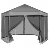 zahrada-XL Rozkladací záhradný stan so 6 stenami, sivý 3,6 x 3,1 m 42111