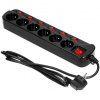 Prodlužovací kabel ORNO OR-AE-13162/B/1,5M, 6x zásuvka s vypínači, černá, 1,5m