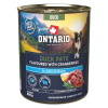 ONTARIO Konzerva pre psov Adult kačacie pate s príchuťou brusníc 800 g