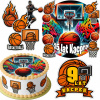 SADA JEDLÝ OBRÁZOK NA TORTU 20 CM + 16 POSTÁV - BASKETBAL + MENO 15 CM 18 CM