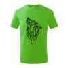 Geometria - vlk - vyjúci - Tričko detské bavlnené - 104-110cm / 3-4 roky ( Apple Green )