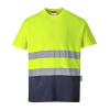 PORTWEST HI-VIS BAVLNA S173 / Reflexné funkčné tričko - HV žltá/námorná modrá XXXL