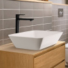 HANSGROHE Rebris E páková batéria pre umývadlové misy CoolStart, s plastovou odtokovou súpravou s tiahlom, výška výtoku 242 mm, matná čierna, 72581670