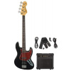 VINTAGE V49 COASTER BASS GUITAR PACK - GLOSS BLACK