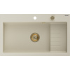 Mexen Omar granitový kuchynský drez 1-komorový 800 x 480 mm, béžový, sifón zlatý - 6520801005-69-G