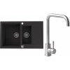Set Alveus (dřez Cadit 70 Black 91 + baterie Angle Kartáčovaná ocel) SETA22074