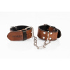 Whips Primal Bond Slim Cuffs Large Brown, kožené putá pre obvod 22–27 cm