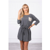 Dámske šaty zdobené flitrovým vreckom MI9004 grafitové