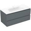 Mexen Rivel kúpeľňová skrinka 100 cm s umývadlom Vela, 2 zásuvky, ryhovaná, grafit mat/biela mat -