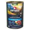 ONTARIO Konzerva pre psov Adult kačacie pate s príchuťou brusníc 400 g